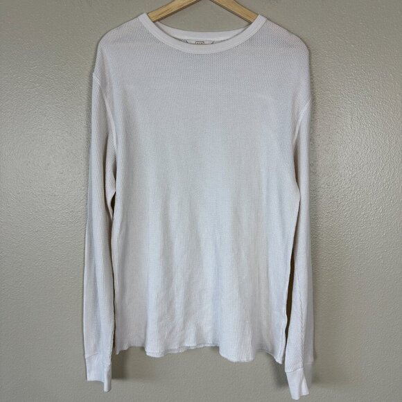 AYR Men's Shirt Waffle Knit Long Sleeve Thermal Pullover Oyster White Large - Picture 3 of 4